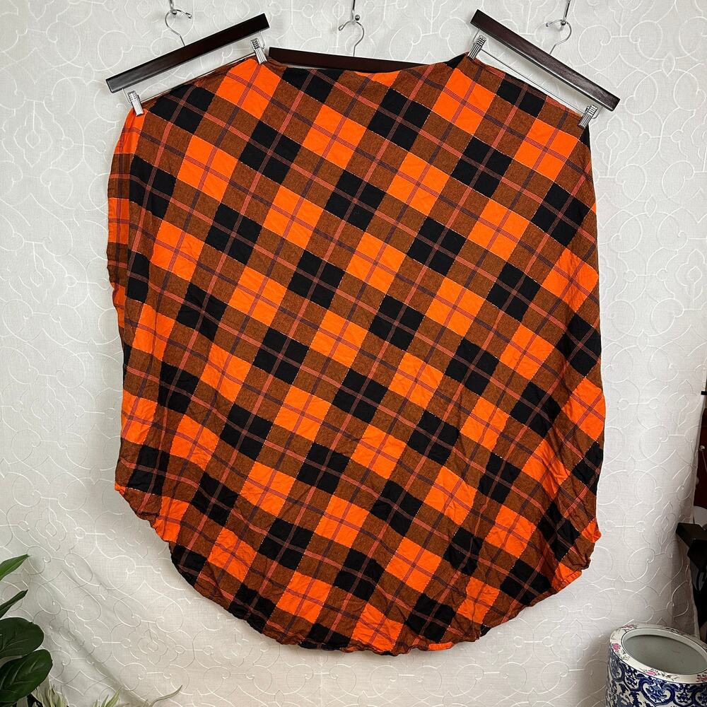 Tablecloth Kitchen Party 56" Orange Plaid Round Dinner Fall Tabletop Decoration